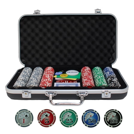 WE Games Complete Poker Set in Aluminum Case - 300 Chips