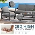 thumbnail image 5 of JUSTLET 2 Pieces HDPE Patio Furniture Set, Outdoor Patio Conversation Sets with Thick Cushion, 3-Seater Couch, 1 Coffee Table for Balcony, Backyard, Poolside,Porch, Grey Frame with Grey Cushion, 5 of 8