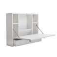 thumbnail image 2 of Cfowner Wall Mounted Laptop Desk, Wooden Drop-Leaf Floating Table w/Large Storage Shelves, Home Office Hanging Computer Workstation, 2 of 6