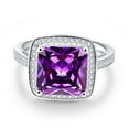 thumbnail image 2 of Women's Princess Cut Created Amethyst February Birthstone Cubic Zirconia 925 Sterling Silver, 2 of 4