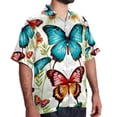 thumbnail image 2 of Flower Butterfly Men's Short Sleeve Shirts, Casual, Printed, Button Down Short, Summer Beach Shirts, Unisex, 2 of 6