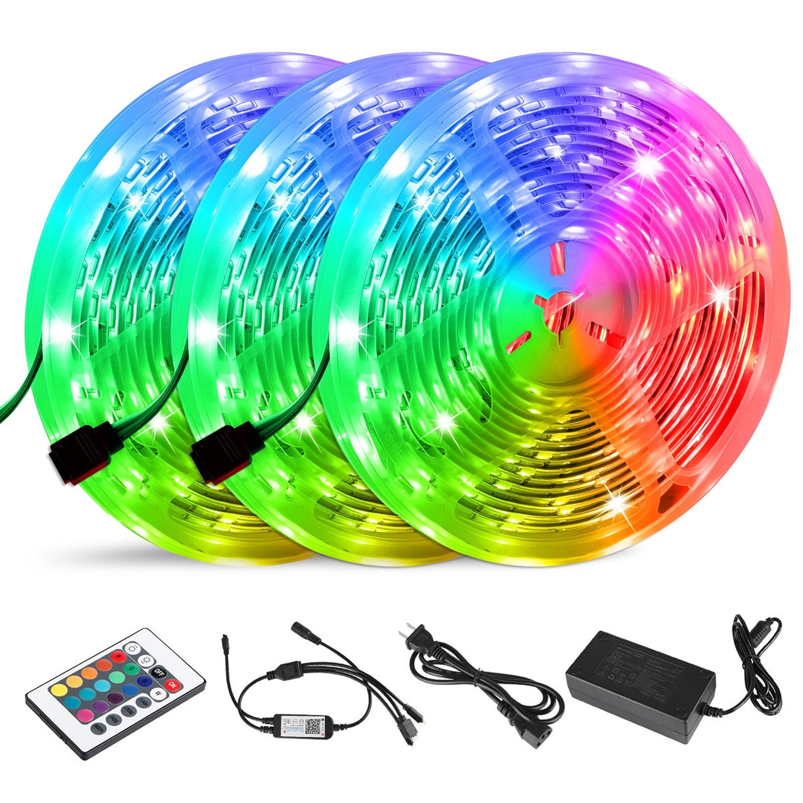 49.2ft Smart LED Strip Lights, EEEkit 450 LED TV Bias Lighting, Sync to Music Color Changing RGB Light Strips, Flexible LED Rope Lights Kit with Remote and Bluetooth Control for Room Party Home Decor