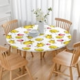 thumbnail image 3 of White Chicken Yellow Chick Pattern Round Fitted Tablecloth with Elastic Edge,Dining Table Cover Waterproof,Outdoor Round Tablecloth for Camping,Dining,Indoor and Outdoor, 3 of 7