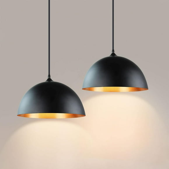 GUSTELL Industrial Pendant Light Fixture, Farmhouse Decor Adjustable Metal Hanging Lamp, Vintage Pendant Lighting for Kitchen Restaurant Dining Room Cafe Sink, E26 Base, Black(2 Packs)