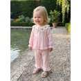 thumbnail image 5 of RUINIXCW Toddler Baby Girl Fall Outfits Casual Cherry/Strawberry Plaid Button Down Doll Collar Long Sleeve Tops with Pants 2 Pcs Set, 5 of 9
