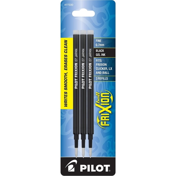 Recambios de tinta de gel Pilot FriXion Ball, bolígrafos borrables de 0,7 mm, paquete de 3