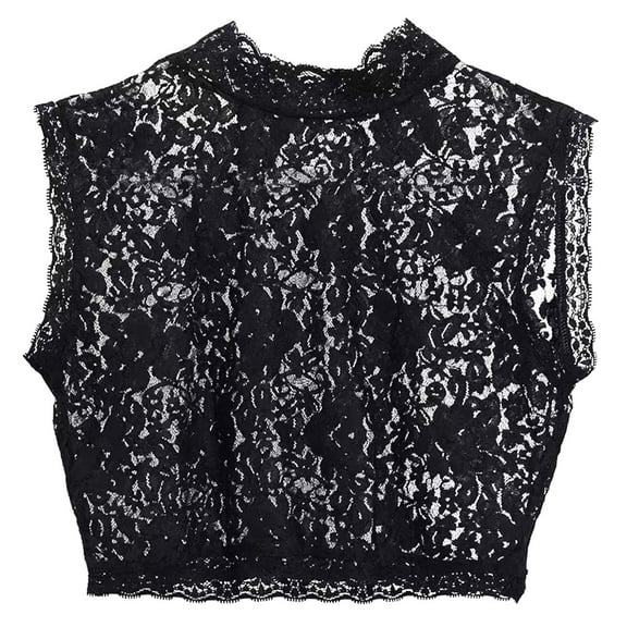 Ticikt Detachable Stand Collar Sleeveless Pullover Underwear Collar Turtleneck False Collar Half Blouse Dickey Collar,Color:Black