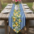 thumbnail image 6 of Blue Stripes Lemon Table Runner Linen Burlap Table Runner 70 Inches Long Spring Fruit Flowers Leaves Line Dresser Scarves for Kitchen Island Coffee Dining Party Wedding Banquet Holiday Decor 13"x70", 6 of 8