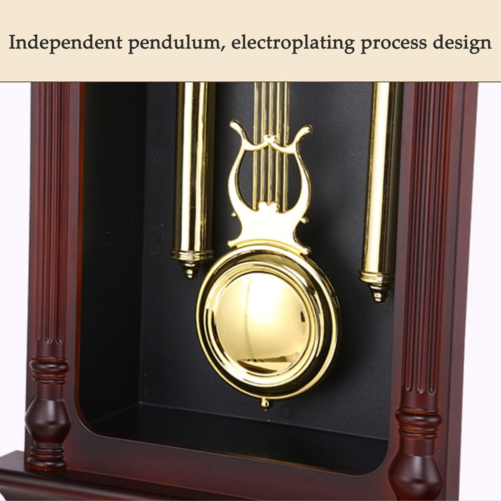 Grandfather Wood Wall Clock With Chime and Swinging Pendulum - 26in Traditional Silent Timepiece - Classic Chiming Design