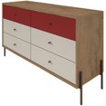 thumbnail image 1 of Manhattan Comfort Joy 6 Tiroir Double Commode en Blanc et Rouge, 1 of 10