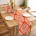 thumbnail image 3 of Baroque Red Table Runner - 108 Inch Long, Kitchen Dining Table Runner Dresser Scarves, Vintage Damask Classic Floral Farmhouse Decor for Coffee Tables Wedding Party Banquet, 3 of 8
