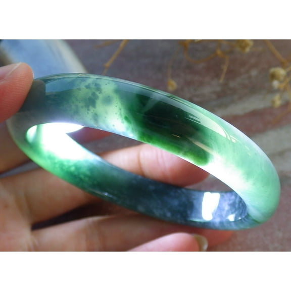 Icy Green Natural A JADE Jadeite Bangle Bracelet 56 mm 686046 TN