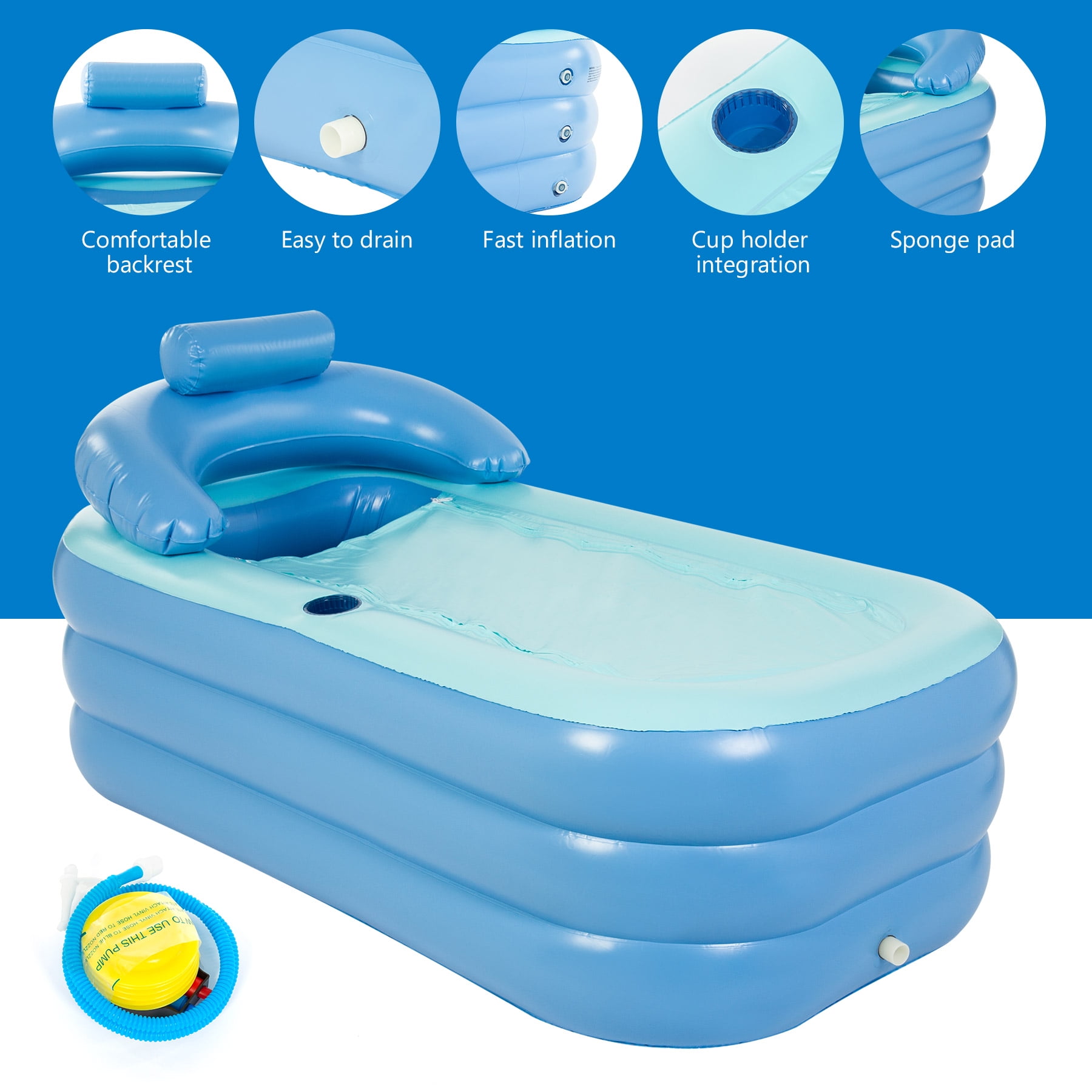 75cm Folding tub Portable PVC Foldable Watertub Warm Spa Massage US HOT 