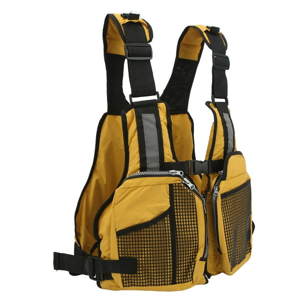 Fishing Life Jacket, Yellow Adjustable Fishing Vest Breathable For