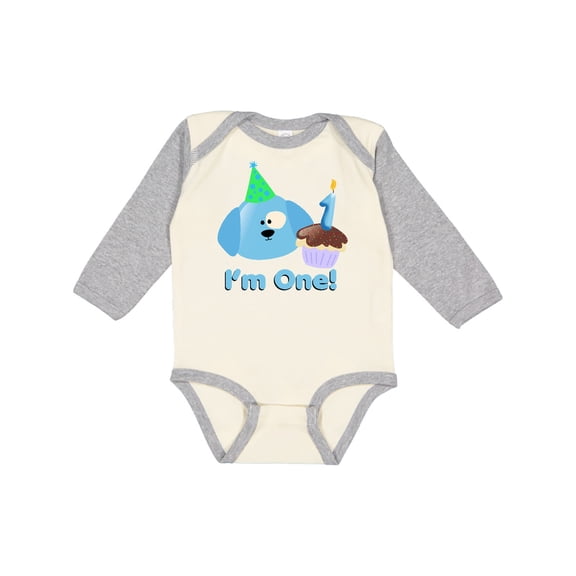 Inktastic 1st Birthday Puppy Blue Boys Long Sleeve Baby Bodysuit