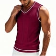 thumbnail image 5 of Antinious Men Solid Knit Sweater V-Neck Sleeveless Loose Versatile Comfortable Tank Top, 5 of 5