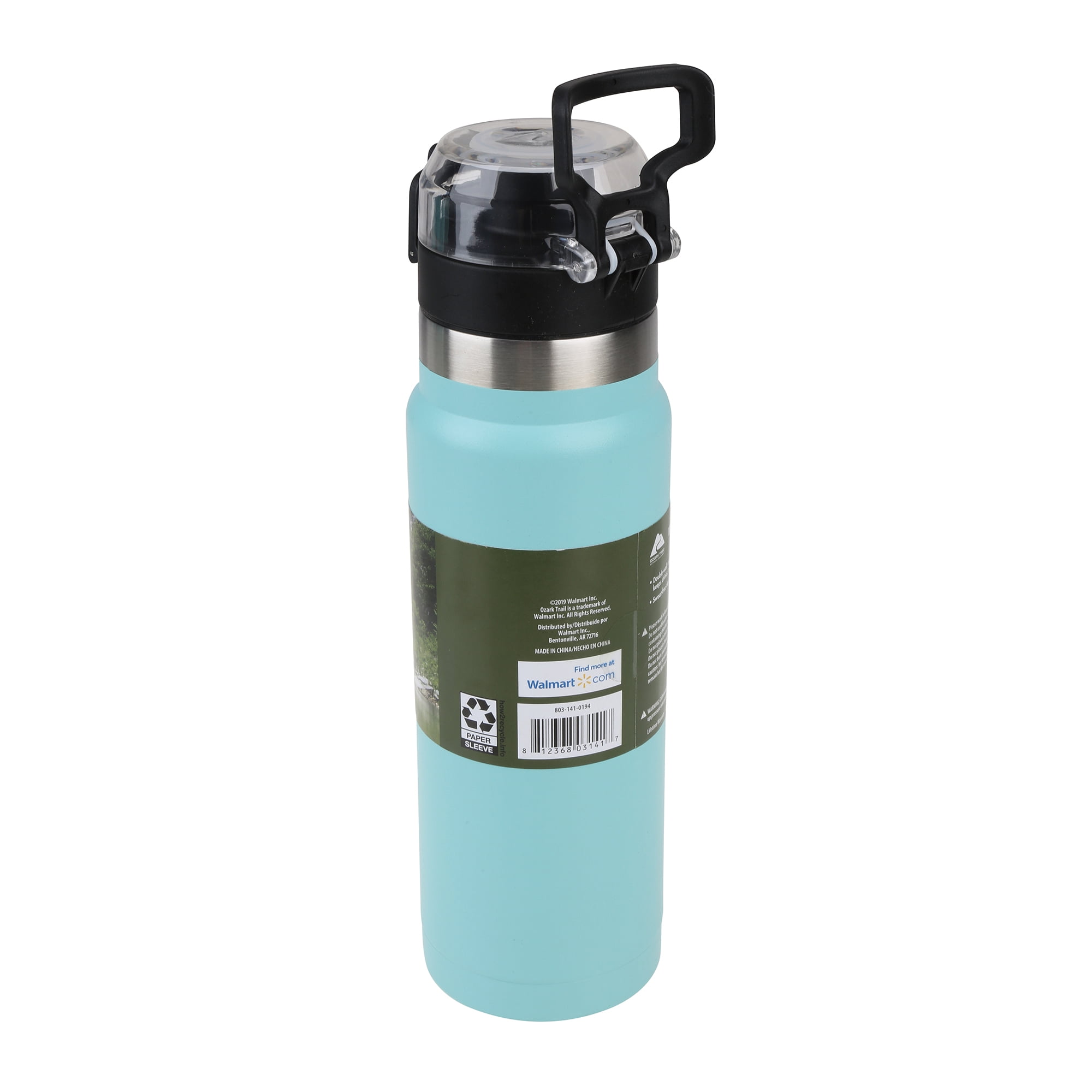 Ozark Trail 24 oz DW SS Water Bottle, 2 pack, Black 