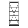 thumbnail image 2 of Weston Home Cabana 5 Shelf X-Back Wood and Metal Bookcase, Black, 2 of 7