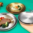 thumbnail image 4 of YAOMOBB Assiette de Dîner Résistante à la Rouille Facile à Nettoyer en Acier Inoxydable Assiette de Service Ronde Polyvalente pour Maison BBQ Fête Camping, 4 of 6