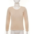 thumbnail image 3 of Yruioon Kids Fleece Lined Tops Ballet Dance Shirts Long Sleeve Thermal Tee Kids Warm Base Layer Night Nude 120, 3 of 7