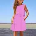 thumbnail image 2 of Meresysid Kids Teen Little Girls Sleeveless Bow-Belted Jumper, 2 of 5