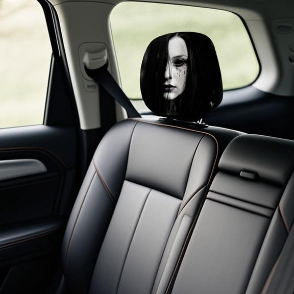 Car Headrest Cover, Ghost Face Headrest Covers for Horror Car Accessories, Halloween Interior Decor, Black