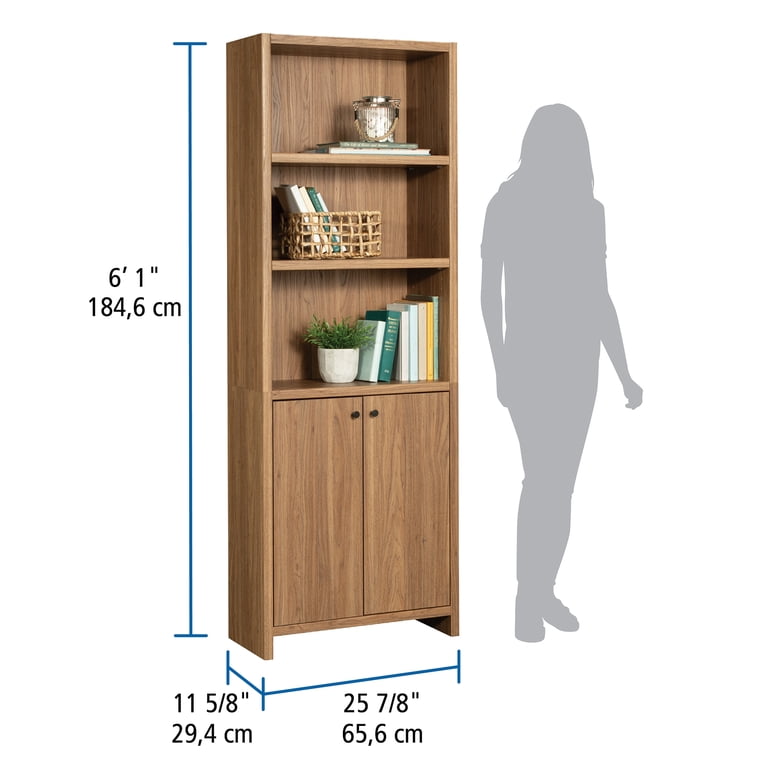 Mainstays Westley 5-Shelf Bookcase with Doors, Warm Walnut photo 3