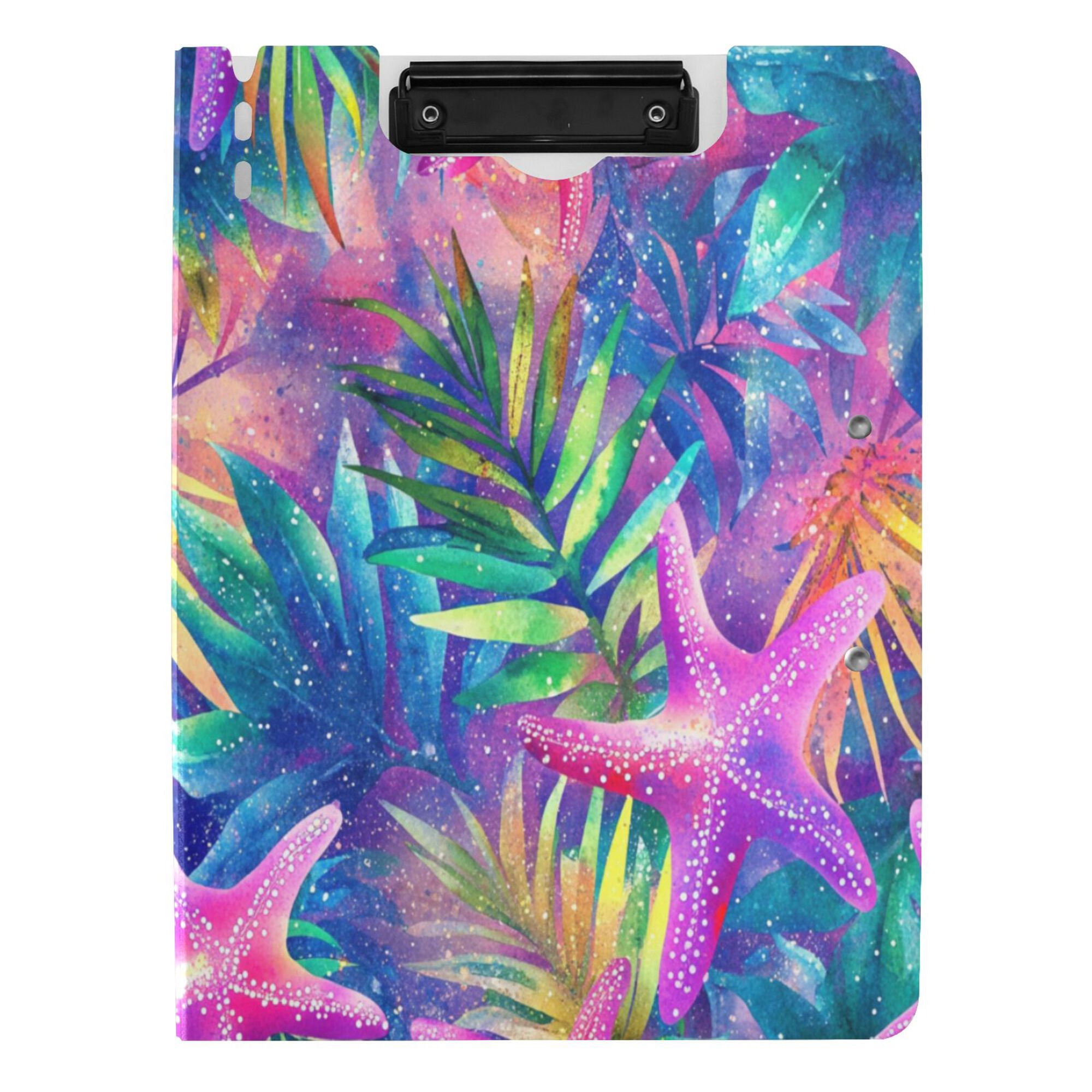FORMRS A4 Clipboard Folder with Pen Holder Horizontal Foldable School Office Binder, Colorful Starfish