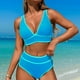thumbnail image 4 of Trajes de Baño para Mujeres Sexy Color Sólido Bikini con Cuello en V Traje de Baño Dividido con Pantalones, Nylon de Corte Alto para la Piscina de Playa, 4 of 8