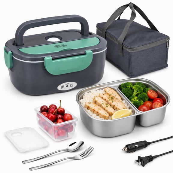 Wadan Electric Lunch Box Food Heater for Adults, 1.5L Stainless Steel Portable Food Warmer, 60W, 12V/24V/110V/220V for Car, Truck, RV and Office