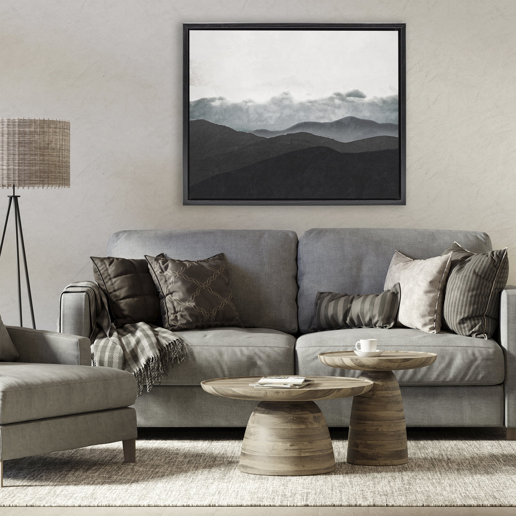 Stupell Industries Layered Foggy Hills Black Framed Floater Canvas Wall Art, design by Elizabeth Medley