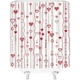 thumbnail image 3 of Heart Shower Curtain Valentine''s Day Red Heart Geometric Striped Polka Dot Romantic Sweet Couple Fabric Bathroom Decor Curtain with Hooks,Red White, 3 of 6