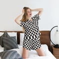 thumbnail image 5 of Sikiie Black and White Checkerboard Womens Pajama Sets Short Sleeve Top With Pants Sleepwear 2 Piece Lounge SetMedium, 5 of 6