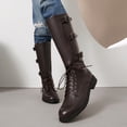 thumbnail image 5 of XUNKUSGA Knee High Boots for Men Fashion Round Toe Lace Up Triple Buckle Straps Men's Motorcycle Boots Renaissance Men PU Leather Boots,7.5, 5 of 9