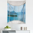 thumbnail image 1 of Landscape Tapestry, Seascape Beach Seaside Hills Trees View from Window Picture Tropical Panorama, Fabric Wall Hanging Decor for Bedroom Living Room Dorm, 5 Sizes, Blue and White, by Ambesonne, 1 of 1