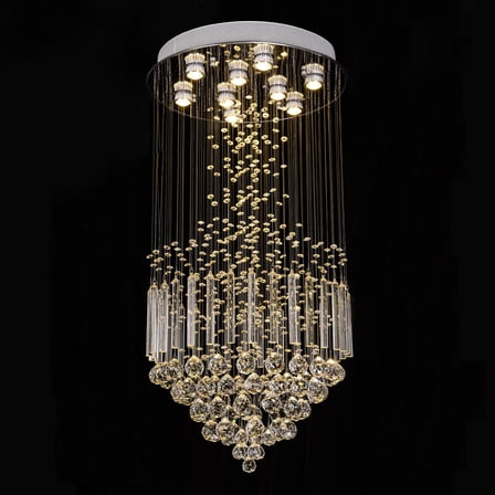 Luxury Crystal Raindrop Ceiling Light LED Chandelier Pendant Hanging Lamp Indoor