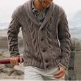 thumbnail image 4 of Cárdigan de punto de color liso para hombre, suéter de otoño e invierno para hombre, abrigos holgados y económicos de cachemira, top vintage con cable abierto, 4 of 4