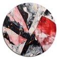 thumbnail image 3 of Designart "Marble Whispers Red and Black II" Abstract Marble Metal Round Art Living Room, 3 of 5
