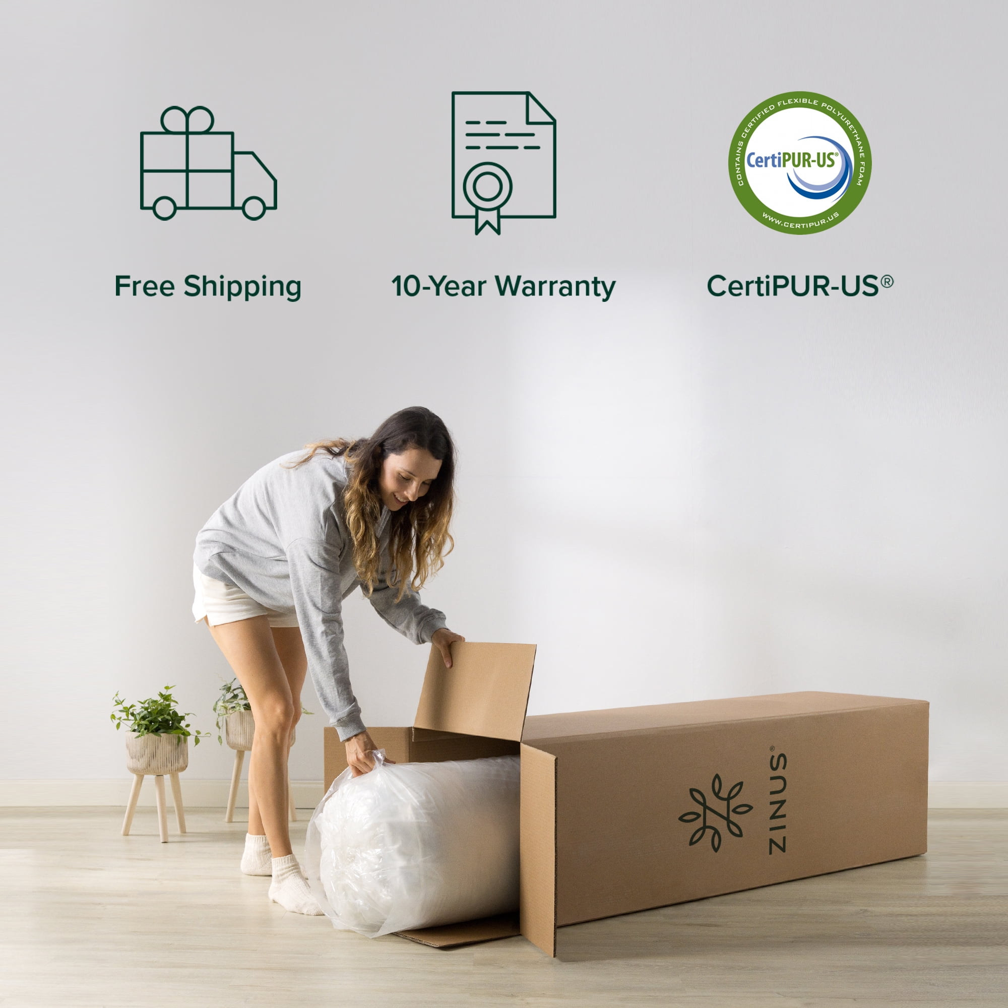 Zinus 8" Green Tea Luxe Memory Foam Mattress, Adult, Twin