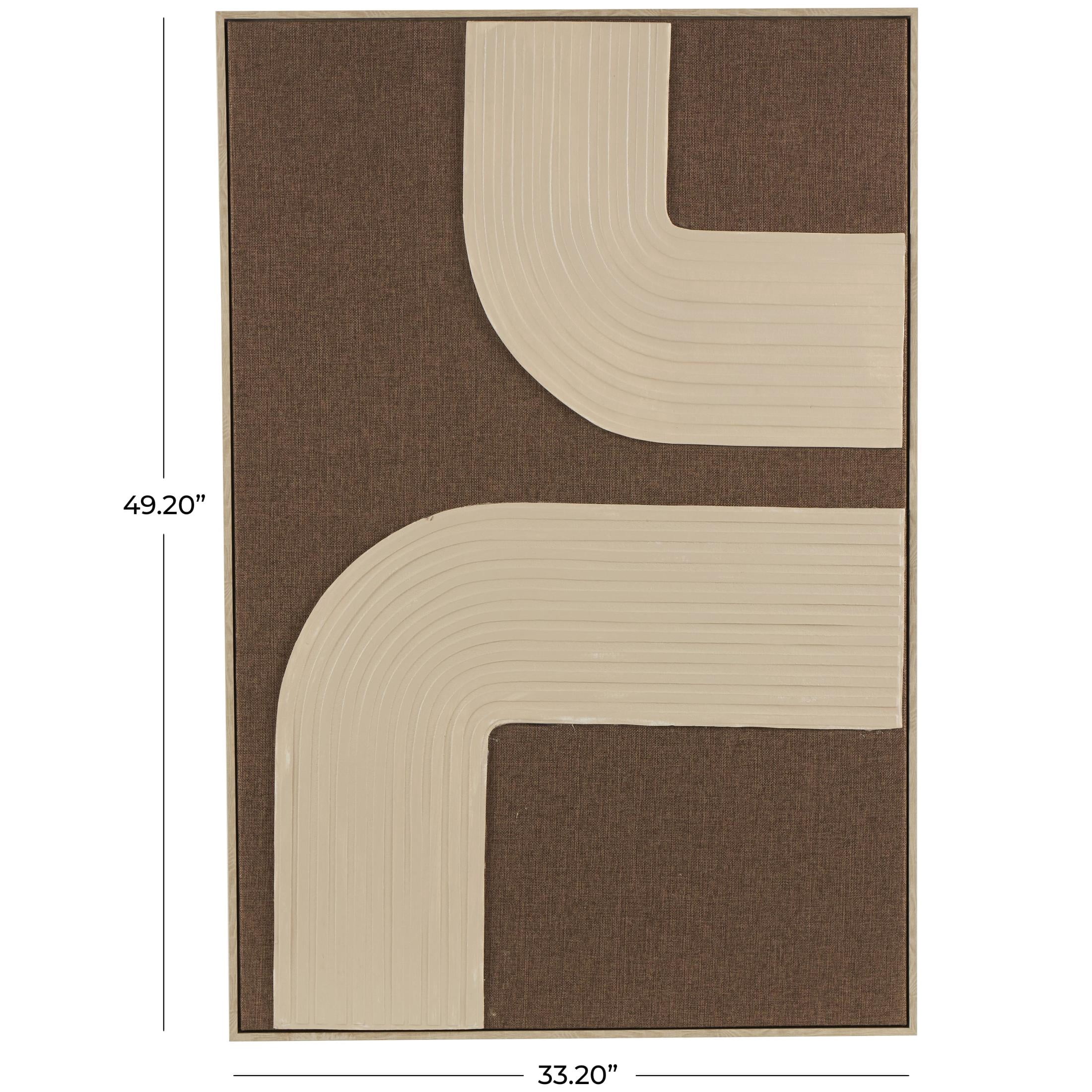 33" x 49" Abstract Framed Wall Art with Tan Ribbed Arches, by DecMode