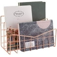 thumbnail image 1 of Letter Tray Paper Tray Rose Gold Desk Organiser 3 Compartment Organiser System Handmade Document Tray Metal Decorative Storage Compartments for Envelopes Documents Newspapers Books(Rose Gold), 1 of 6