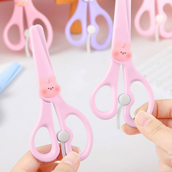 YoGold Ciseaux Mignons Enfants Ne Se Blessent Pas les Mains Découpages de Papier Faits à la Main Couteau de Coupe Multifonction Étudiant à Main Livre Autocollant Art Couteau de Coupe de Papier Rose