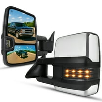 Spec-D Tuning Smoke LED Signal Power Heated Manual Fold Towing Mirrors Chrome Compatible with 1988-1998 GMC C/K 1500 2500 3500 , 1992-1999 Yukon Suburban Left   Right Pair