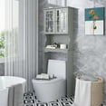 thumbnail image 2 of Costway Over the Toilet Storage Bathroom Spacesaver Cabinet Tower Organizer Shelf & Doors Grey, 2 of 10