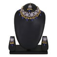 thumbnail image 3 of Efulgenz Indian Jewelry Choker Necklace Maang Tikka Earrings Bollywood Wedding Crystal Kundan Necklace Earrings Head Chain Set, 3 of 5