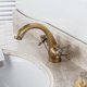 thumbnail image 4 of Retro Antique Brass Bathroom Faucet Two Handle Basin Mixer Tap Brushed Nostalgic Bathroom Mixer Tap, 4 of 5