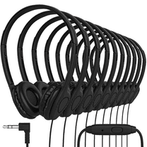 Bulk Classroom Student Headphones with Microphone, On Ear Stereo Headphones with Mic & Faux Leather Cushions for Kids Online Learning, Library, School, Airplane, Travel - 3.5mm Plug - 40 Pack