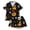H548 Black, variant on SJLDQY Halloween Pajamas for Girls Pumpkin Print Short Sleeve Shirts and Shorts 2 Piece Loungewear Sets Casual Sleepwear Button Down Pj Sets