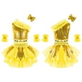 thumbnail image 3 of MSemis Girls Sequin Oblique Shoulder Tops and Veil Skirt with Bowknot Hair Clip and Cuffs Perform Set, 3 of 6