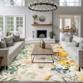 thumbnail image 3 of Rectangle Area Rugs 5 x 7 Ft, Daisy Spring Floral Non-Slip Residential Carpet, Farmhouse Botanical Green Leaves Vintage Art Indoor Crawling Mats Runner Rugs for Living Room/Dining Room/Bedroom, 3 of 8